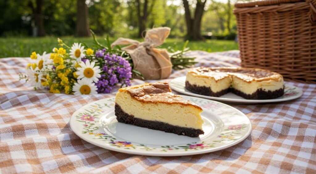 outdoor party with Brownie Bottom Cheesecake