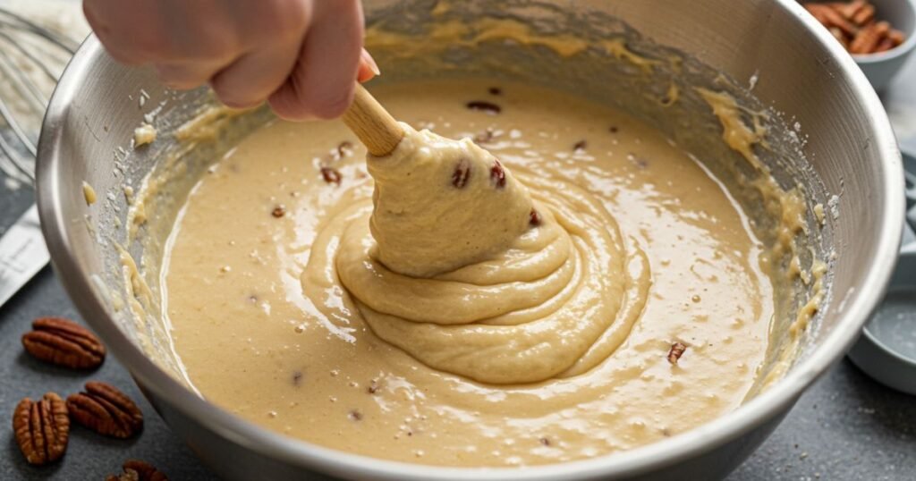 Mixing Butter Pecan Cake Batter