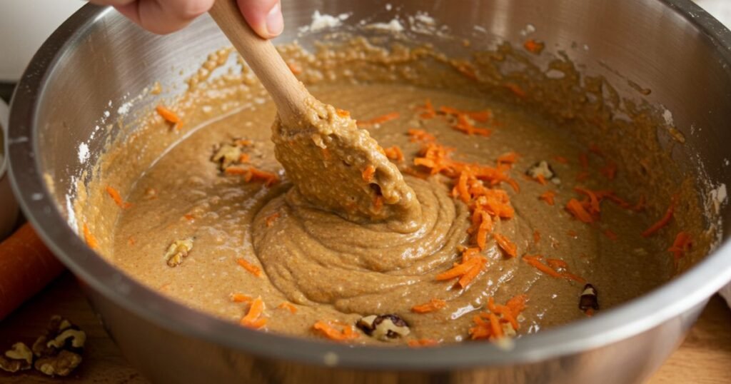 Mixing the Carrot Cake Batter