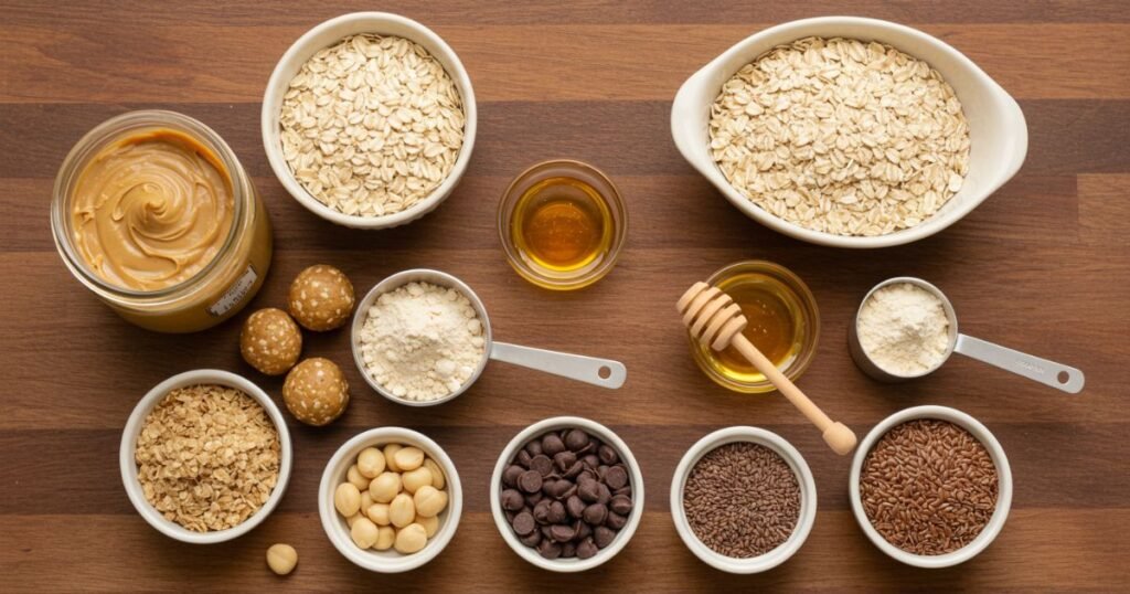 Peanut Butter Protein Ball Ingredients Flat