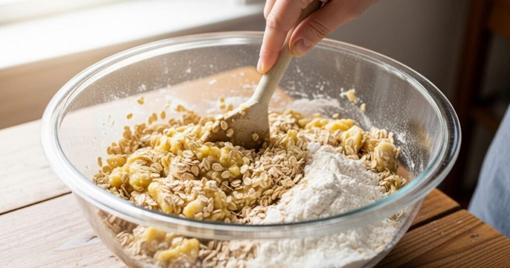 Mixing the Banana Oatmeal Batter