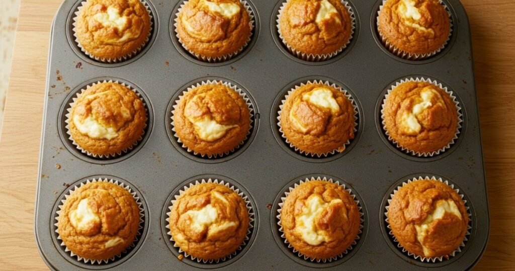Pumpkin Cream Cheese Muffins in Tin
