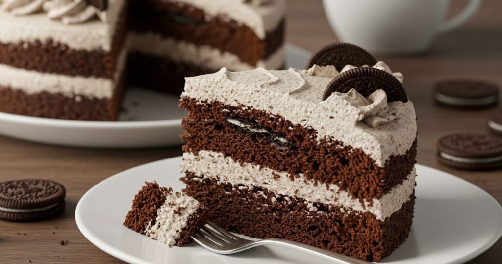 Slice of Chocolate Oreo Cake