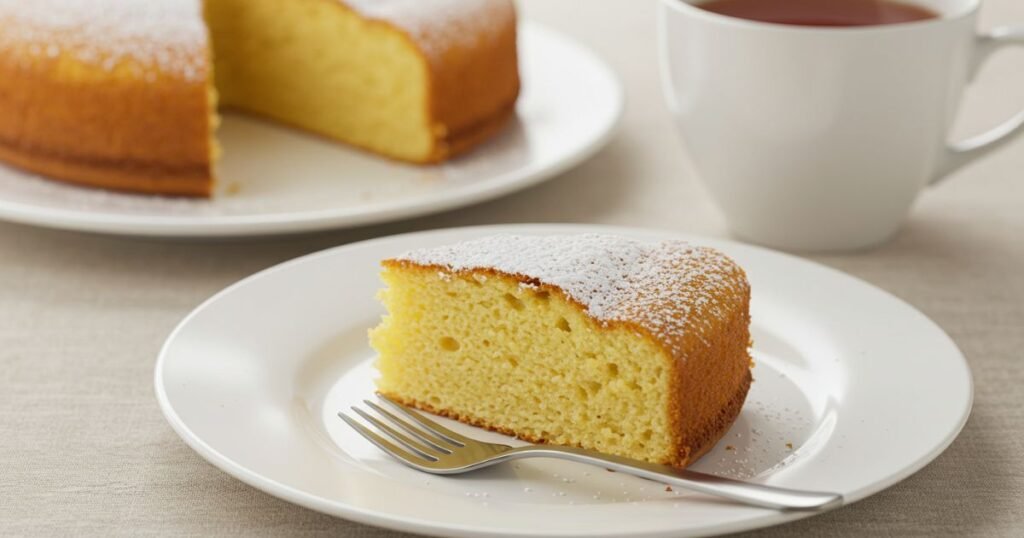 Slice of French Butter Cake on Plate