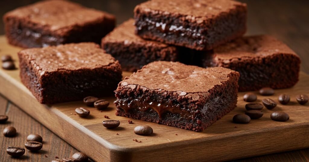 Sliced Brown Butter Espresso Brownies on Board