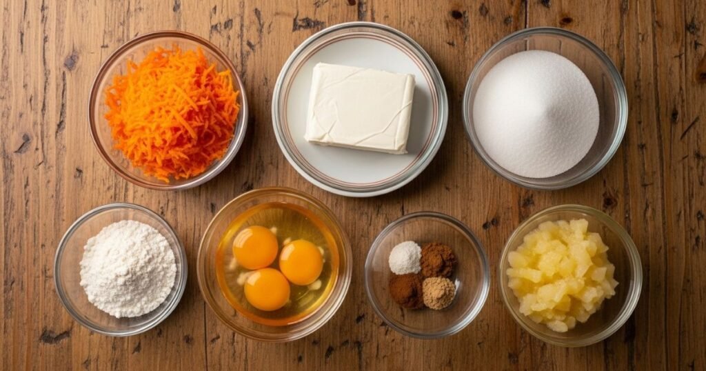 Carrot Cake Cheesecake Ingredients Ready to Mix