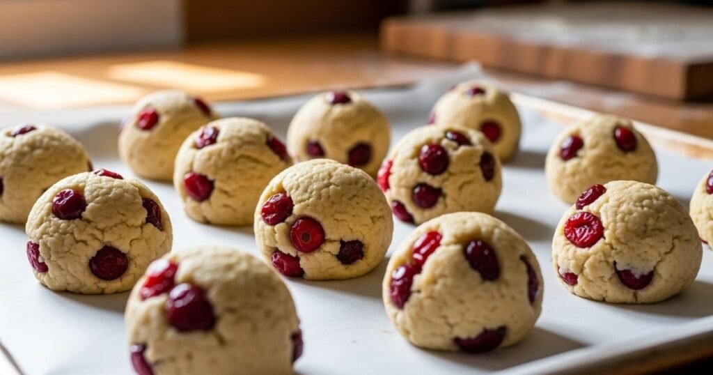 Cookie Dough Balls on Baking Sheet