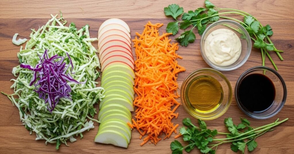 Fresh Ingredients for Sweet and Tangy Apple Coleslaw