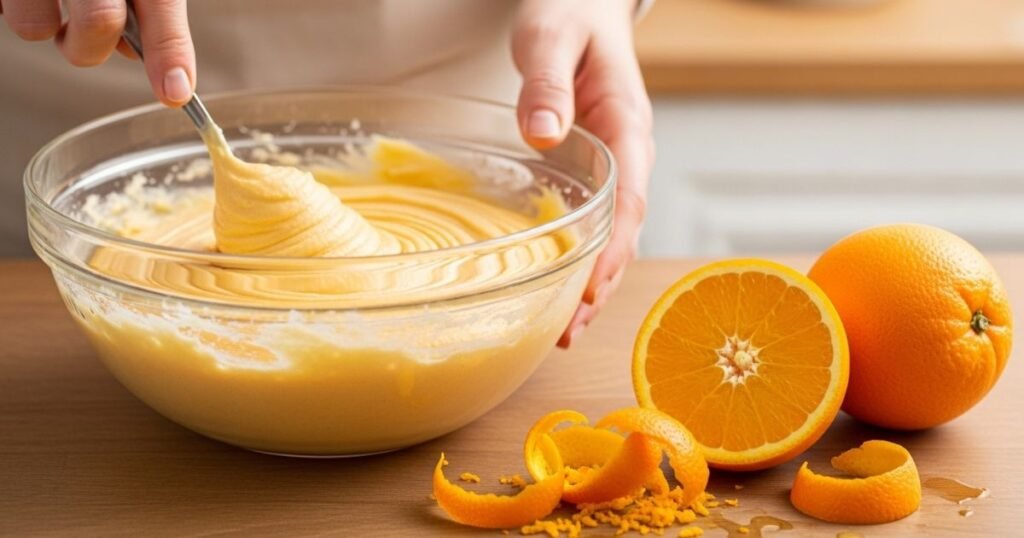 Mixing Orange Cake Batter