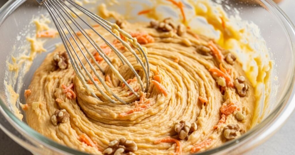 Mixing the Carrot Cake Batter