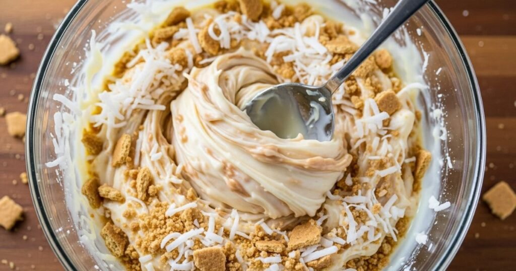 Mixing the Coconut and Graham Base
