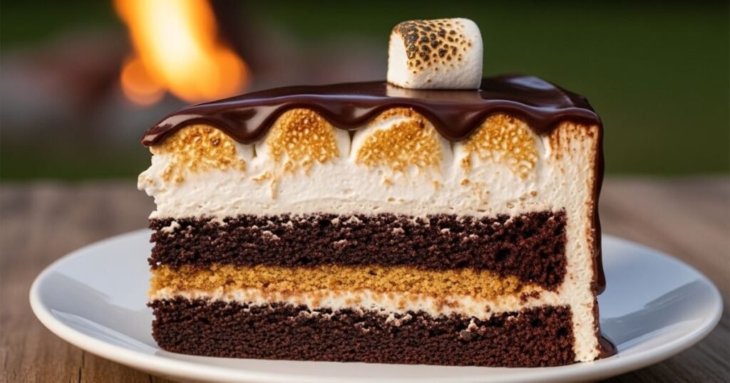 S’mores Layer Cake slice