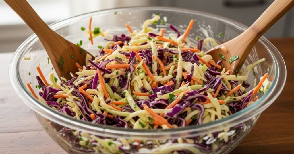 Tossing the Apple Coleslaw Together