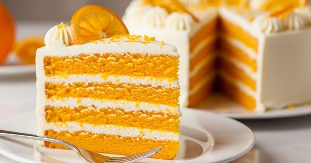 Zesty Orange Layer Cake Slice