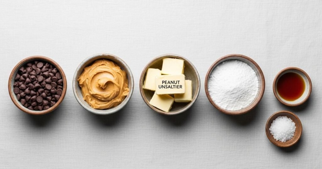 Ingredients for homemade peanut butter cups