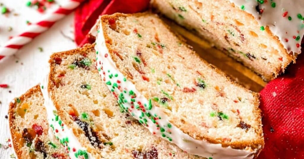 Slices of Christmas bread served