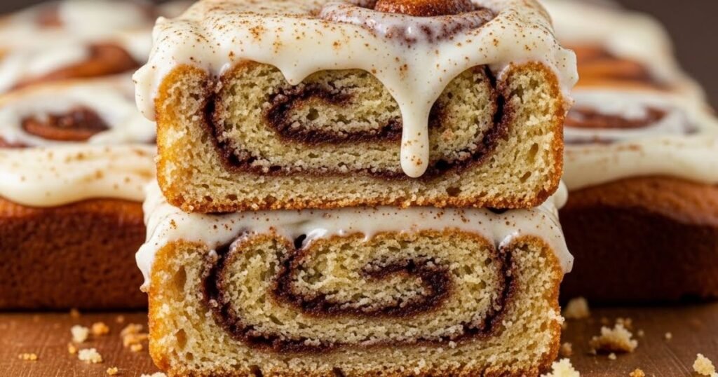 Inside view of cinnamon roll bliss bars