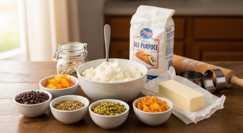 ingredients for Italian cannoli cookies