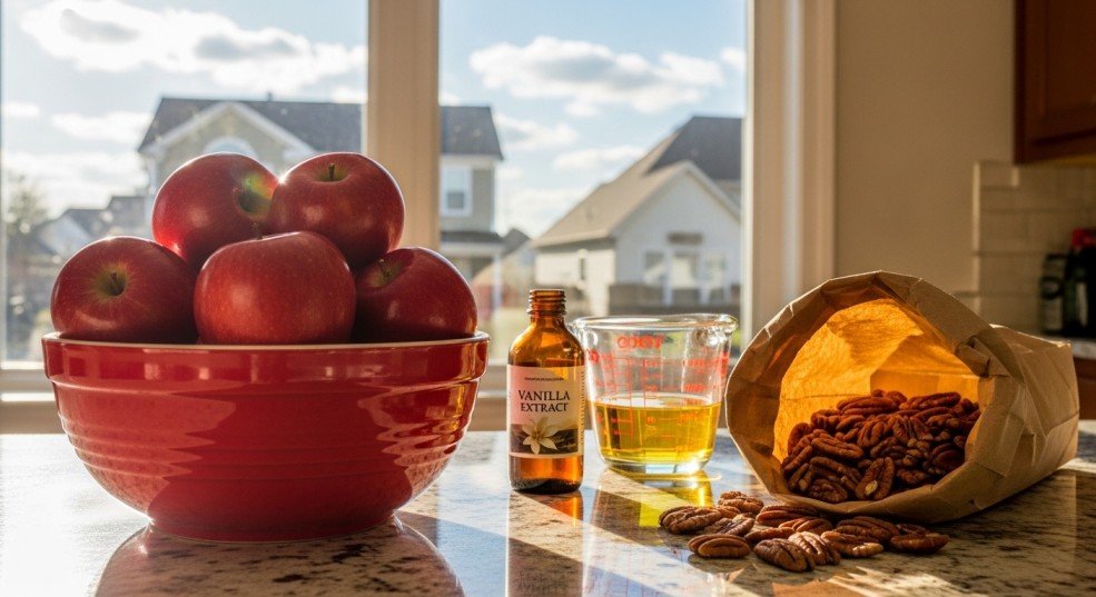 ingredients for baking apple dapple cake