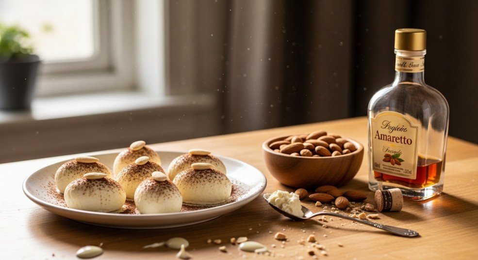 Ingredients for white chocolate almond cheesecake