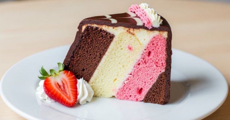 Classic Neapolitan Cake Slice