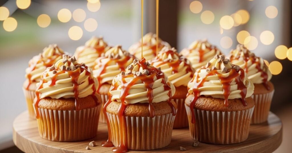 Serving Toffee Crunch Cupcakes with Coffee