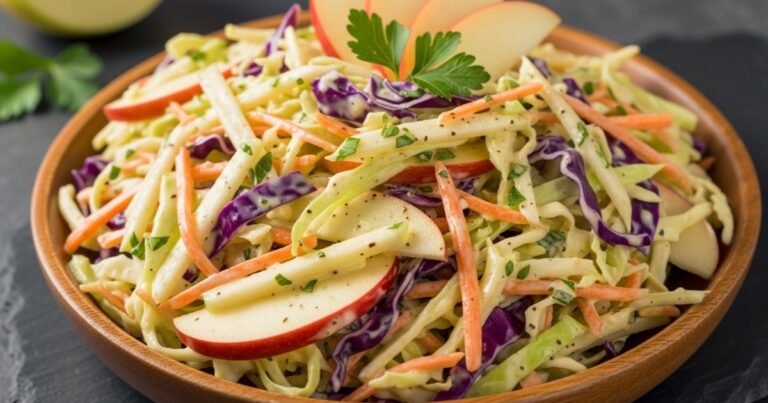 Sweet and Tangy Apple Coleslaw Ready to Serve