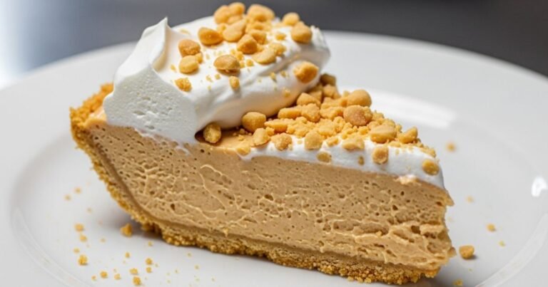Slice of creamy Amish peanut butter pie